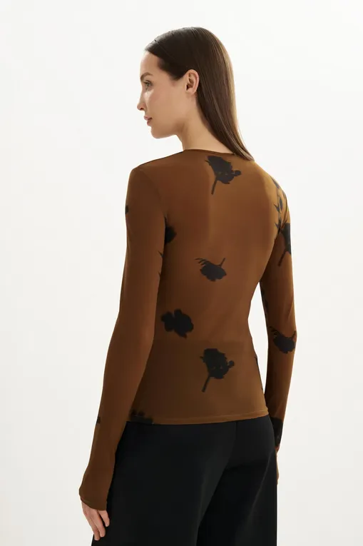 Блузки MM by MaxMara EFFETTO 252694603 003 TOBACCO