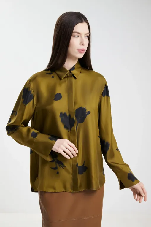 Блузки MM by MaxMara ERACLEA 252611605 001 OLIVE GREEN