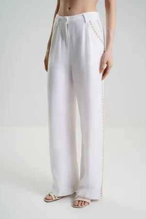 Las Surenas LinenPant_S25 Mosaico embroidered