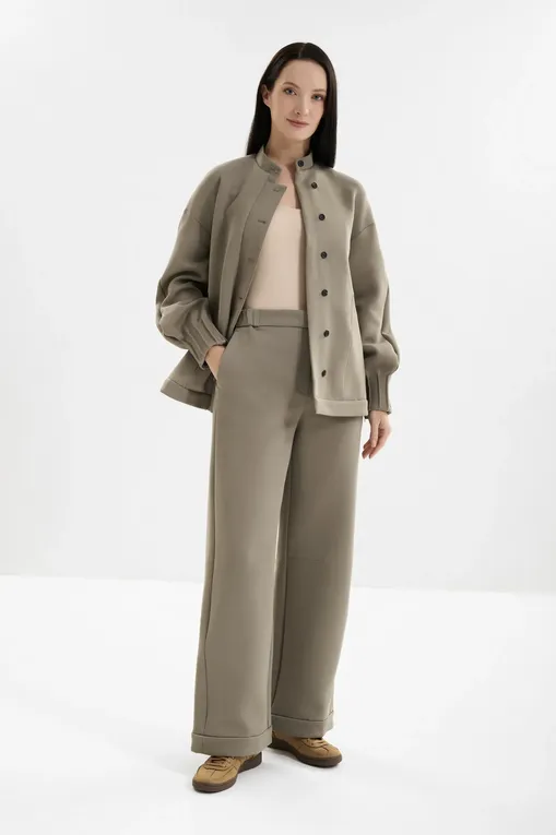 Брюки MM by MaxMara MMLMAROSO 261678108 003 HORN GREY GREEN