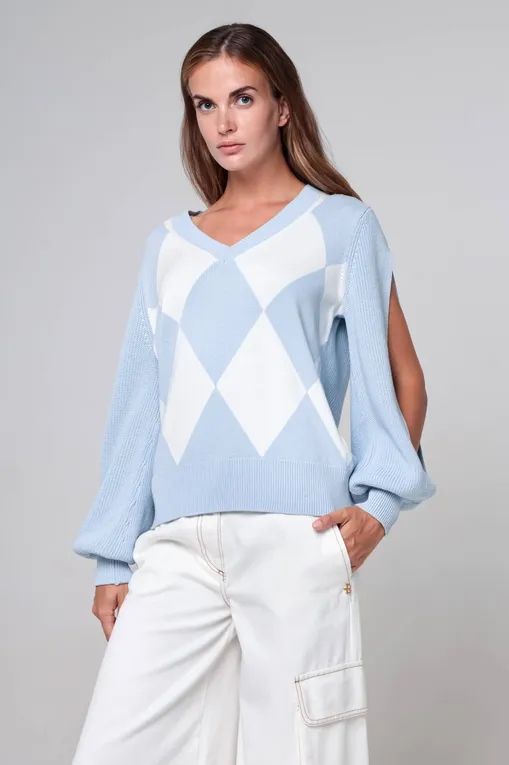 Джемперы BALLANTYNE B1P638 7C070 LIGHT BLUE - WHITE 93041
