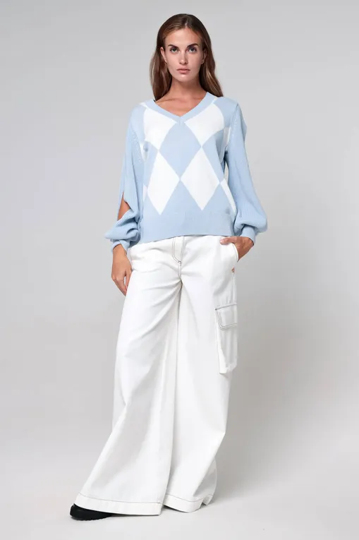 Джемперы BALLANTYNE B1P638 7C070 LIGHT BLUE - WHITE 93041