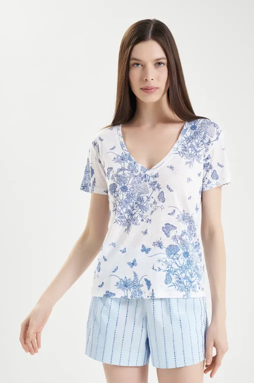 Футболки Mc2 Saint Barth ELOISE BUTTERFLY TOILE DE JOUY 01N EMB