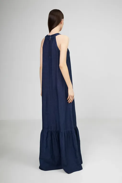 Платья 120% Lino 32ALIW40FV-0000115-S-00 S0025F NAVY BLUE FADE