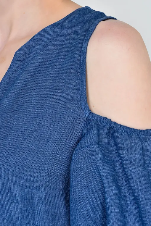 Платья домашние LaFabbricaDelLino 90358 160 Blu Polvere