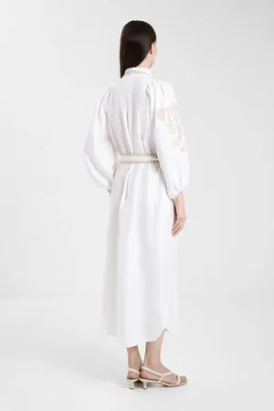 Las Surenas TunicLinen_S25 Mosaico embroidered