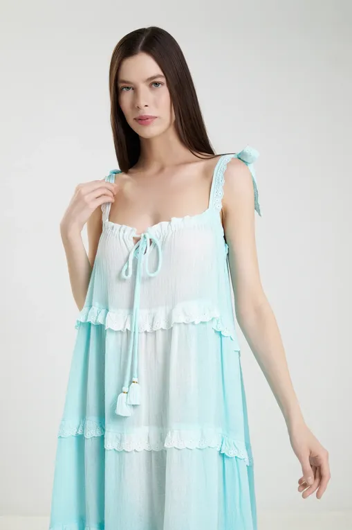 Платья LES NEOBOURGEOISES Puerto Rico long TURQUOISE
