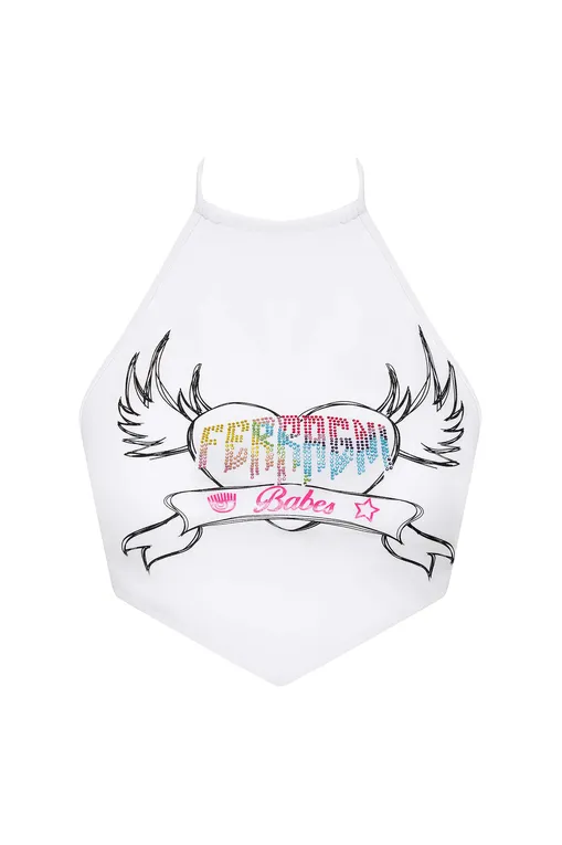 Топы Chiara Ferragni A08014901 1001 Fantasy print White